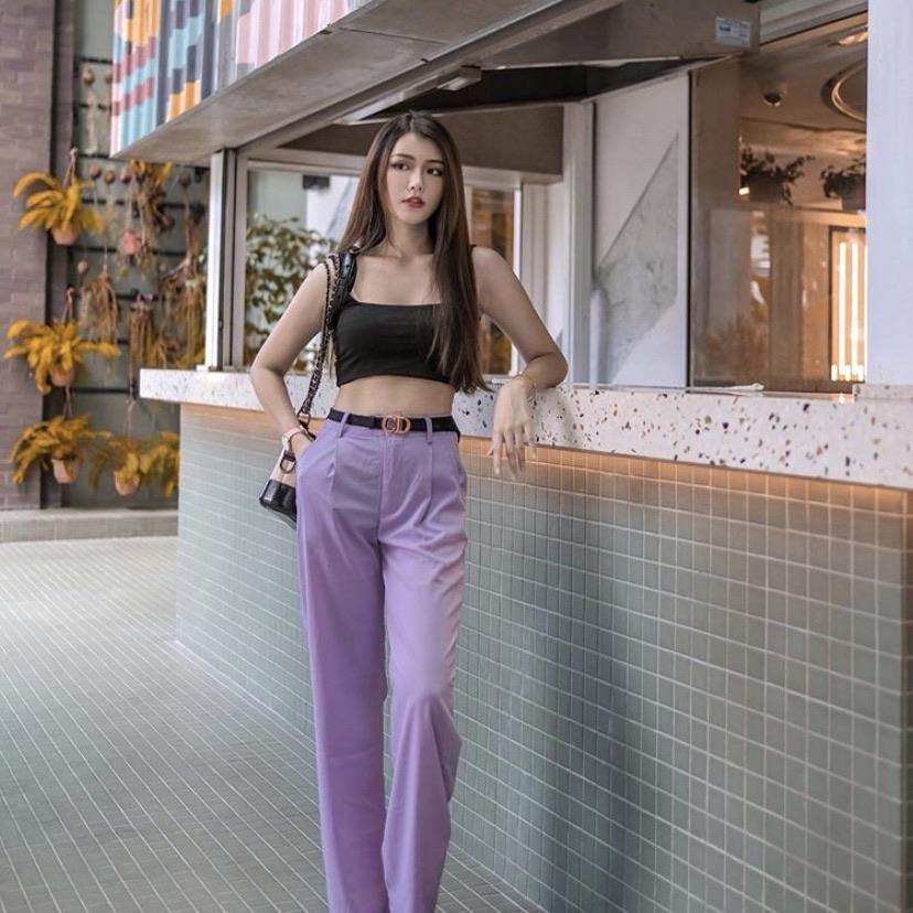 PS040 High Middle Waist Purple Maxi Pants (S, M, L, XL) - Hearts &amp; Kisses