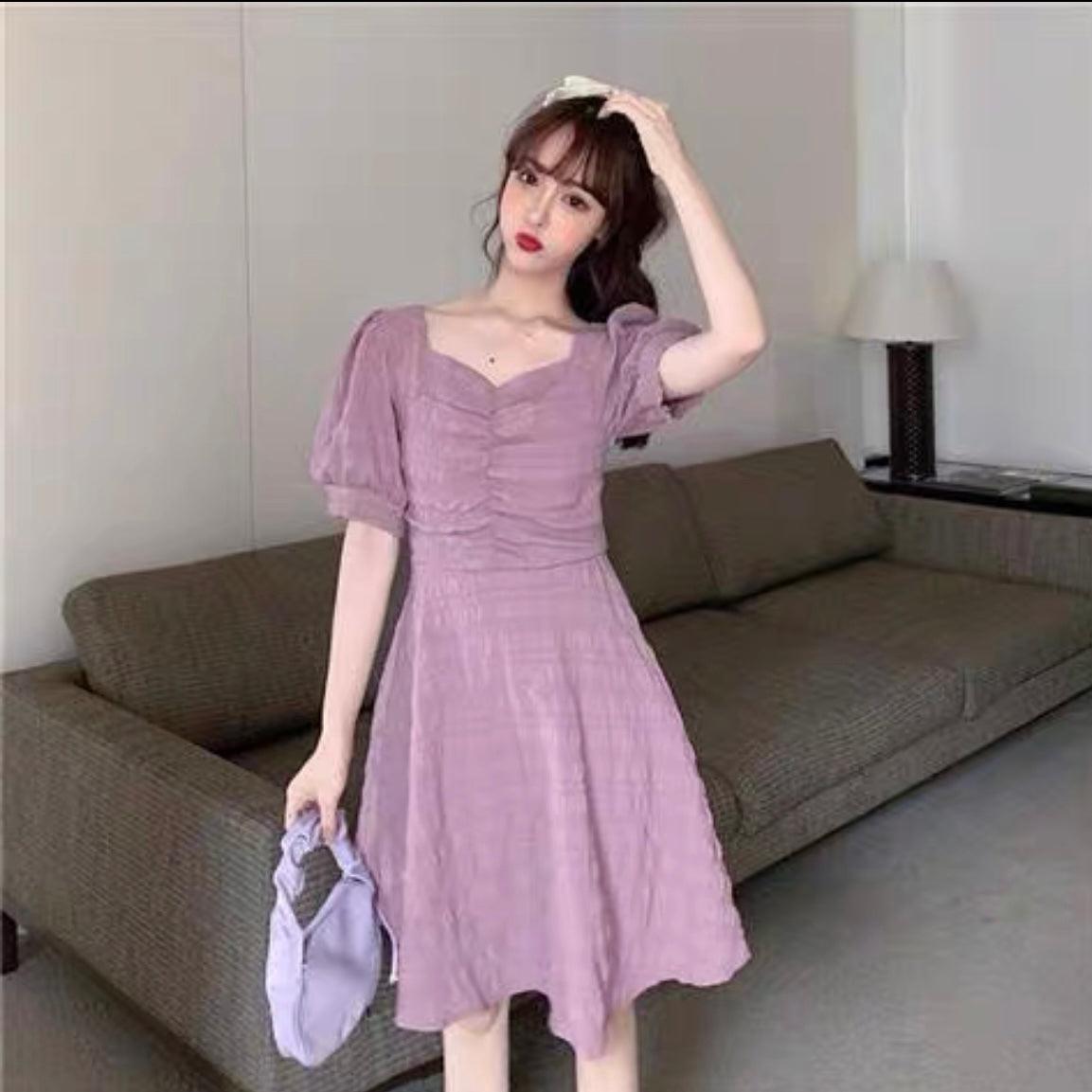 Purple Puff Sleeve Cross Back Short Dress (M) - Hearts &amp; Kisses Fashion Boutique - HNK Online Fashion Malaysia - Buy Dress Online. Shop Dress, Tops, Pants, Rompers, Sportswear &amp; more. We Ship To Malaysia &amp; Singapore.
