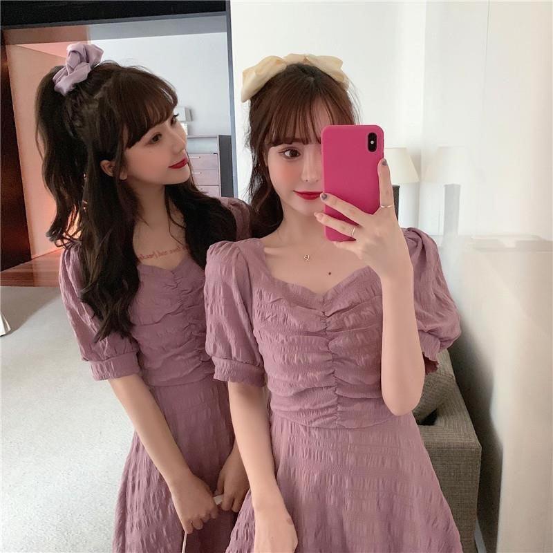 Purple Puff Sleeve Cross Back Short Dress (M) - Hearts &amp; Kisses Fashion Boutique - HNK Online Fashion Malaysia - Buy Dress Online. Shop Dress, Tops, Pants, Rompers, Sportswear &amp; more. We Ship To Malaysia &amp; Singapore.