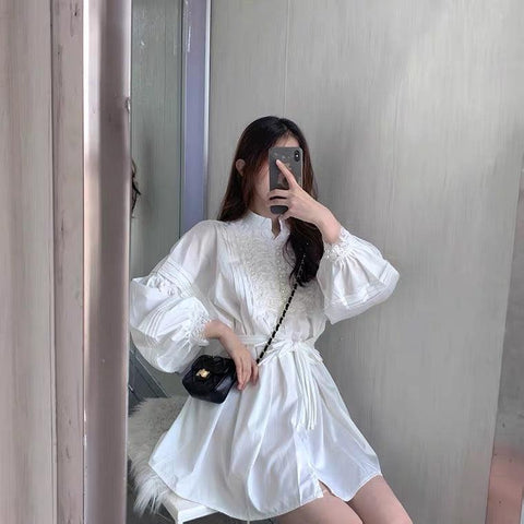Rome Round Collar Long Sleeve Dress - Hearts & Kisses Fashion Boutique - Online Fashion Malaysia - Dress, Tops, Pants, Rompers, Sportswear & more. We Ship To Malaysia & Singapore