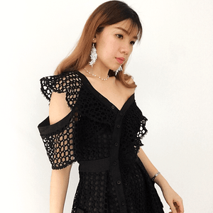S002 Premium Off Shoulder Dress (Black)-Hearts & Kisses Online Fashion Boutique