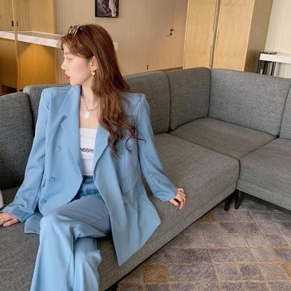 SEOUL High Waist Pants (Blue) - Hearts &amp; Kisses Fashion Boutique - Online Fashion Malaysia - Dress, Tops, Pants, Rompers, Sportswear &amp; more. We Ship To Malaysia &amp; Singapore