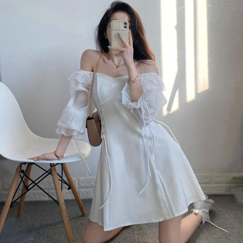 Side Lace Up Mesh Sleeve Dress (M, L, XL, XXL size)-Hearts & Kisses Online Fashion Boutique