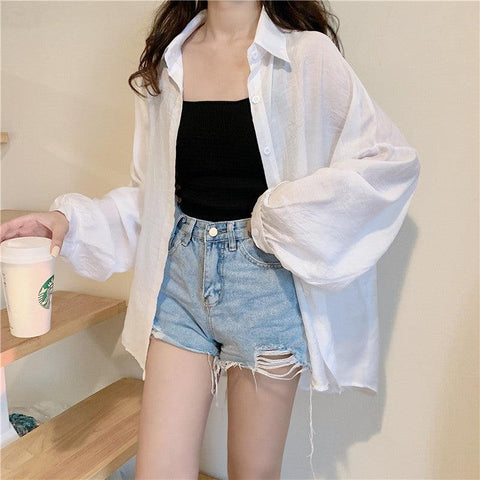 Simple White Shirt Cardigan Top - Hearts & Kisses Fashion Boutique - Online Fashion Malaysia - Dress, Tops, Pants, Rompers, Sportswear & more. We Ship To Malaysia & Singapore