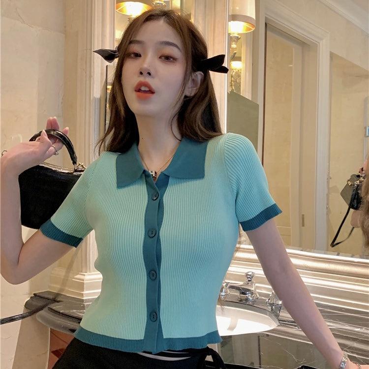 Two Tone Collar Knitted Top - Green - Hearts &amp; Kisses Fashion Boutique - HNK Online Fashion Malaysia - Buy Dress Online. Shop Dress, Tops, Pants, Rompers, Sportswear &amp; more. We Ship To Malaysia &amp; Singapore.