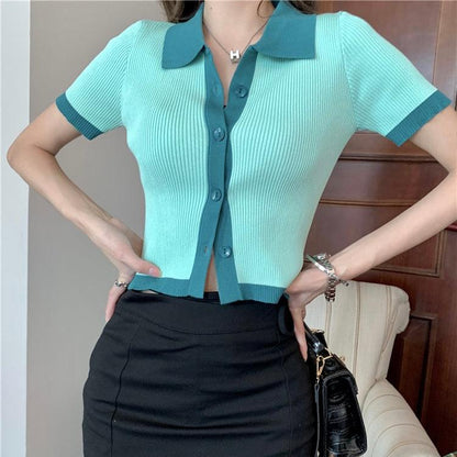 Two Tone Collar Knitted Top - Green - Hearts &amp; Kisses Fashion Boutique - HNK Online Fashion Malaysia - Buy Dress Online. Shop Dress, Tops, Pants, Rompers, Sportswear &amp; more. We Ship To Malaysia &amp; Singapore.